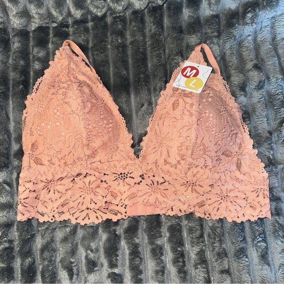 Anemone Pink Lace Bralette with Triangle Cups - Picture 1 of 3